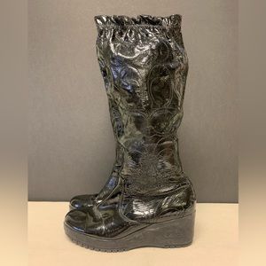 Coach Ceejay patent black rain boots size 8 B